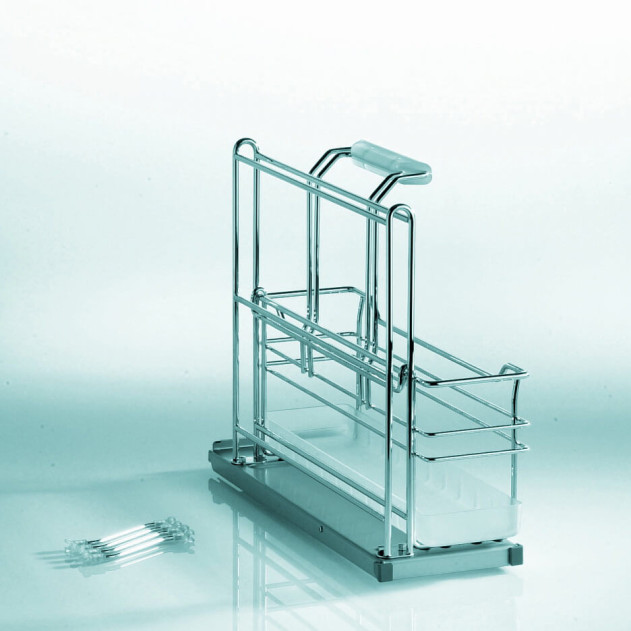 0051510005. Контейнер "Портеро" для хозпренадлежностей с одной емкостью, 160x468x395мм, цвет ХРОМ