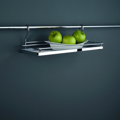 0080460005. Полка навесная малая, Линеро, 455x185x150мм, цвет: ХРОМ глянцевый