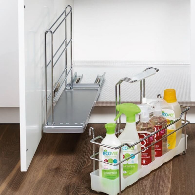 0051510005. Контейнер "Портеро" для хозпренадлежностей с одной емкостью, 160x468x395мм, цвет ХРОМ